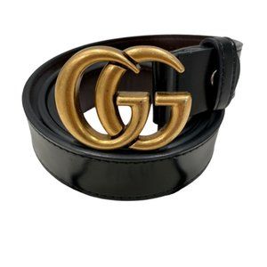 Gucci Black and Gold Signature Belt